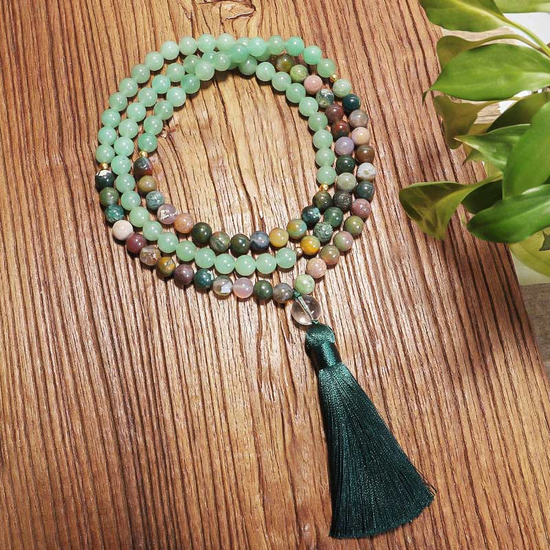 Olivenorma Green Aventurine Indian Agate Necklace Bracelet Mala - image 2