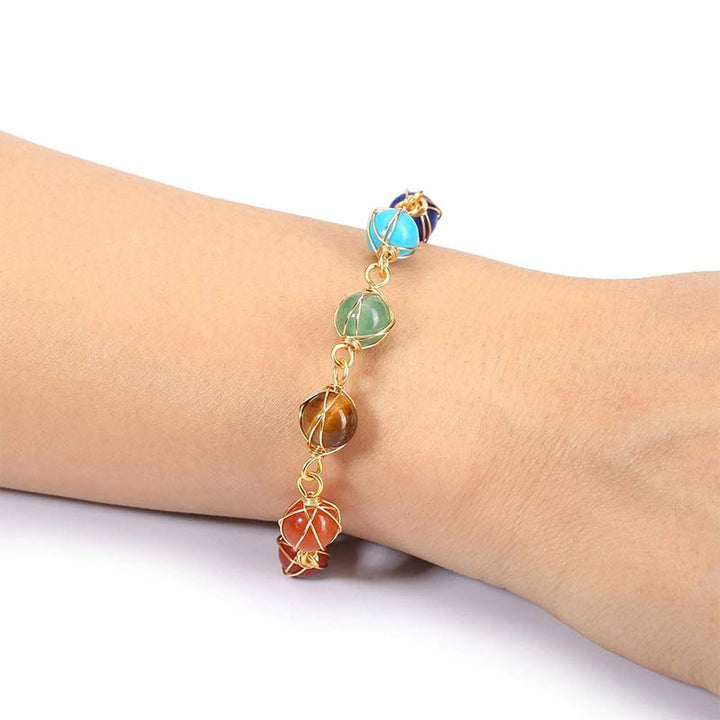 Chakra Natural Golden Color Adjustable Yoga Bracelet - image 1