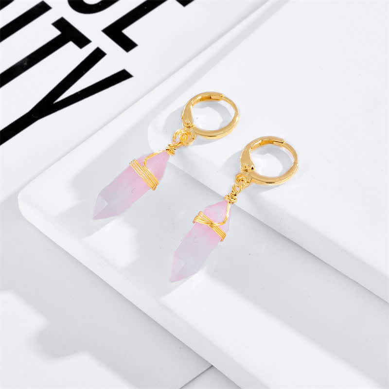 Natural Pink Opal Healing Earrings - Pink Opal - image 0