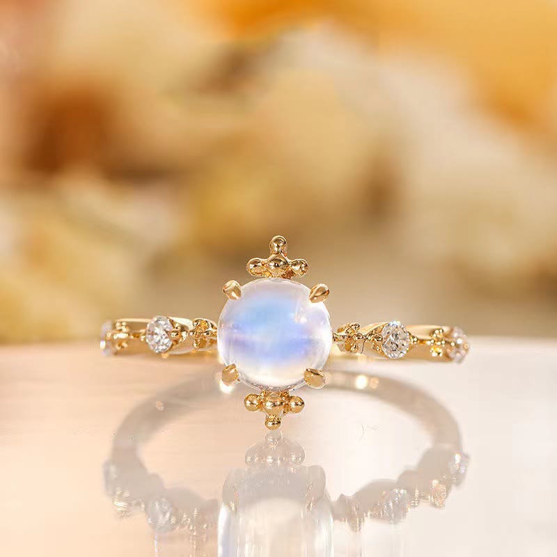 Olivenorma Moonstone White Zircon Light Luxury Simple Adjustable Ring - image 3