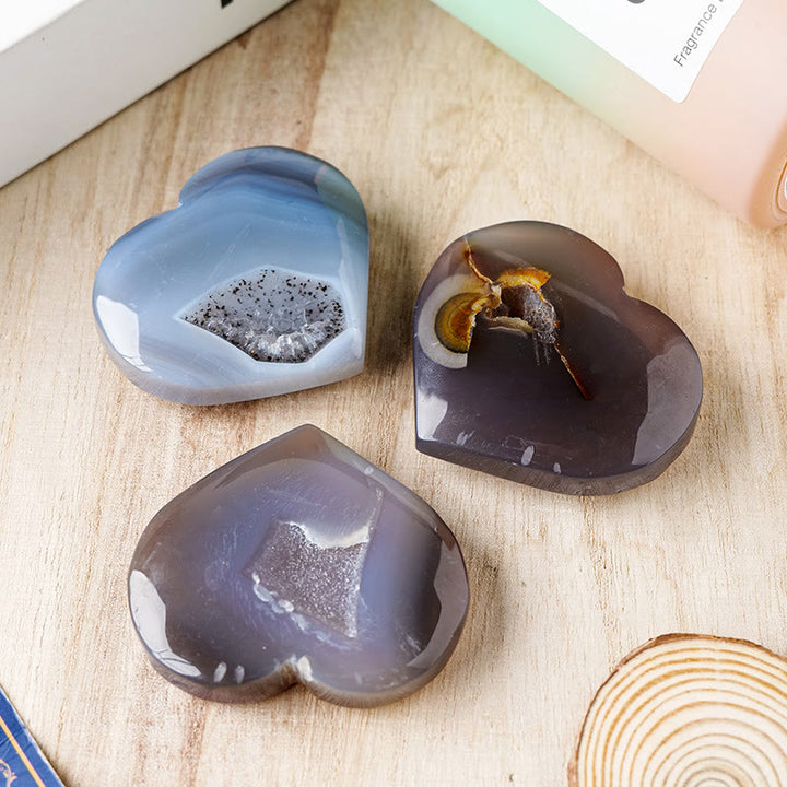 Olivenorma Natural Color Agate Geode Play Stone Crystal Heart - image 1