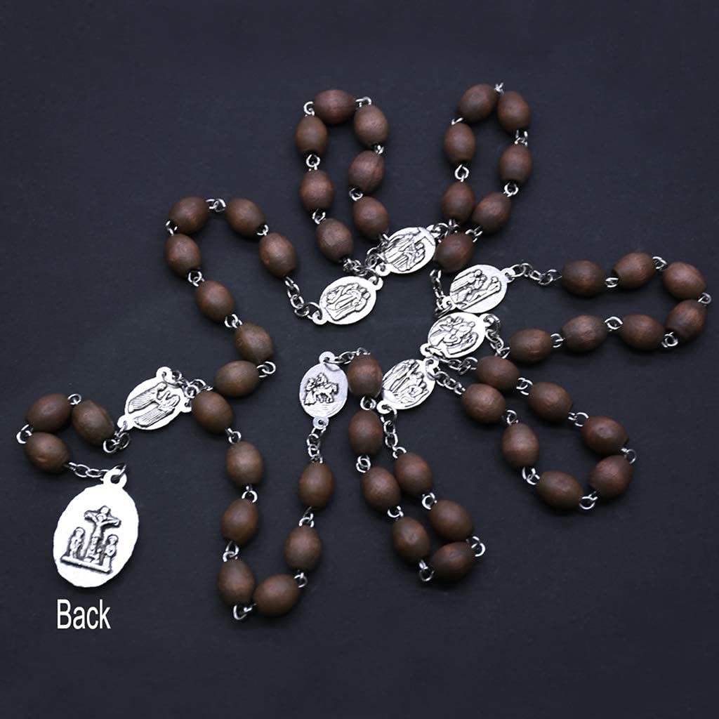 Olivenorma Wood Beads Catholic Rosary Chain Jewelry Necklace - image 2