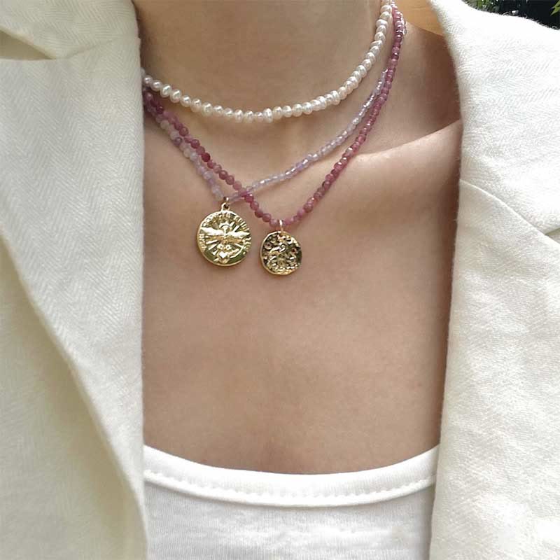 Olivenorma Natural Crystal Metal Plate Pendant Necklace - image 13