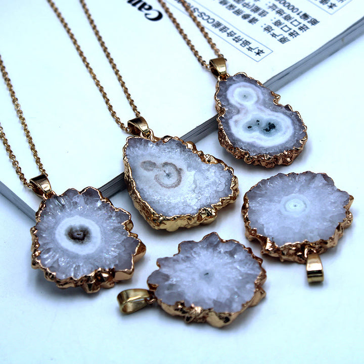 Olivenorma Natural Crystal Geode Pendant - White Agate - image 2