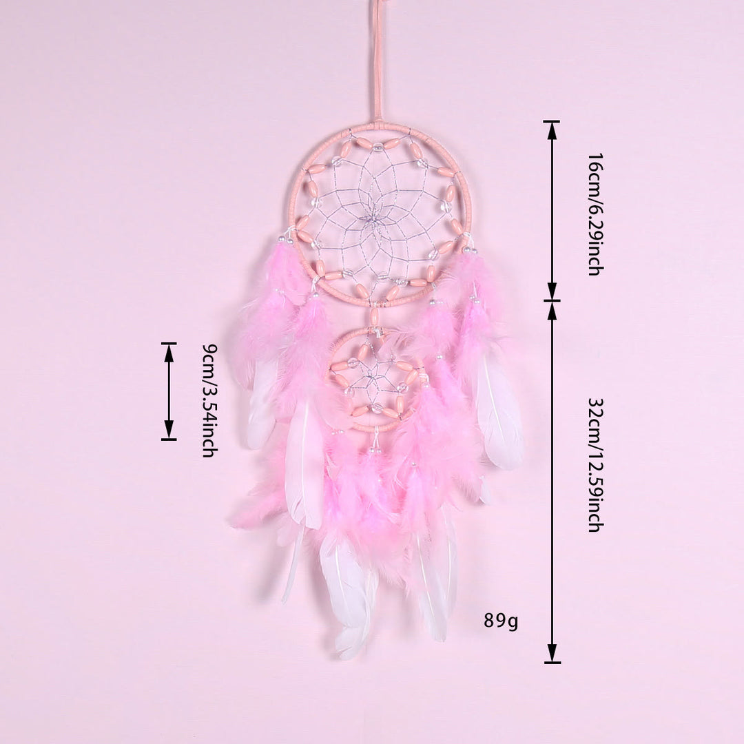 Olivenorma Pink Acrylic Wooden Beads Feather Dream Catcher - image 3