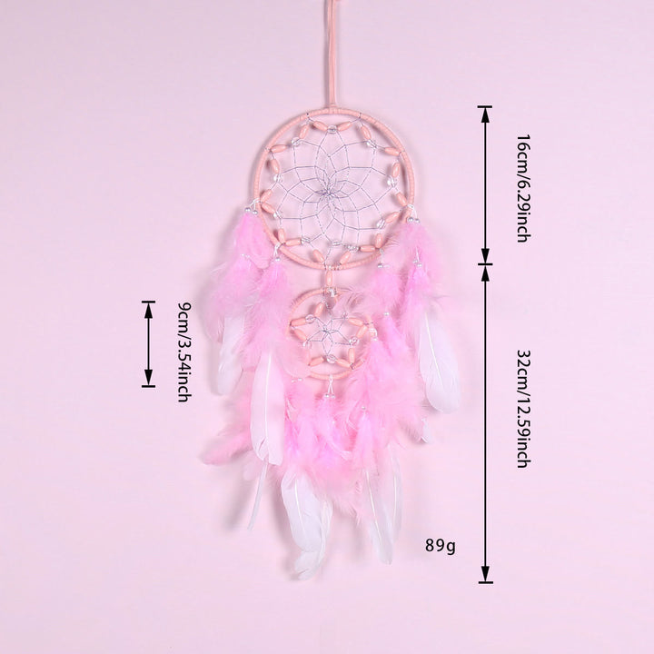 Olivenorma Pink Acrylic Wooden Beads Feather Dream Catcher - image 3