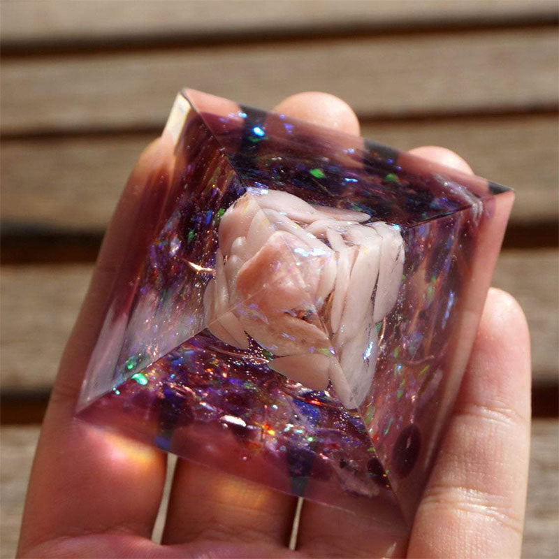 Olivenorma Tree Of Life Pink Opal With Amethyst Orgone Pyramid - image 5