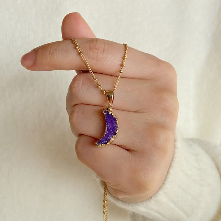 Olivenorma Natural Crystal Crescent Moon Necklace - Amethyst - image 12