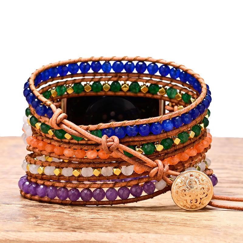 Olivenorma Natural Crystal Beaded Handwoven Apple Watch Strap - image 1