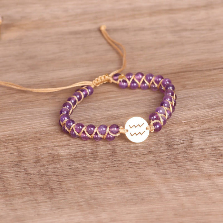 Olivenorma Zodiac Crystal Healling Balance Wrap Bracelet - Aquarius&Amethyst - image 1