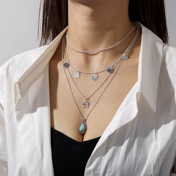 Olivenorma Turquoise Eye Of Horus Pendant Four Layer Necklace - image 5