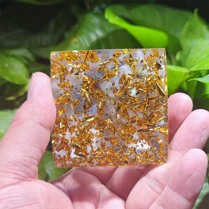 Olivenorma Amethyst with Clear Quartz Gemini Zodiac Orgone Pyramid - image 4