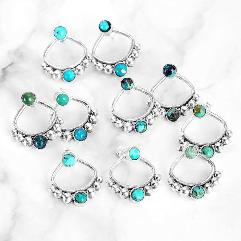 Olivenorma Turquoise Round Bead Stud Earrings - image 2