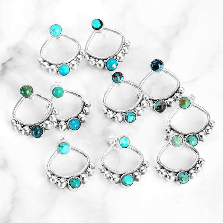 Olivenorma Turquoise Round Bead Stud Earrings - image 2