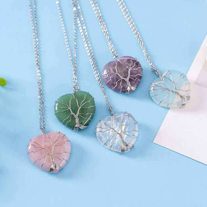 Olivenorma Natural Crystal Heart Necklace - image 0
