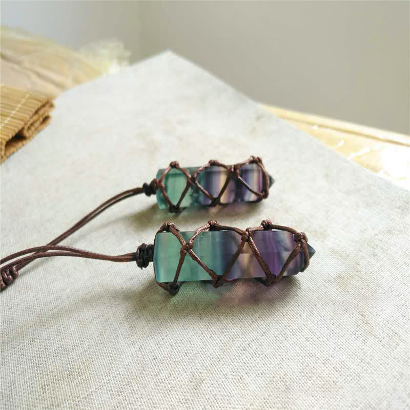 Olivenorma Natural Fluorite Hexagonal Prism Gemstone Necklace - image 5