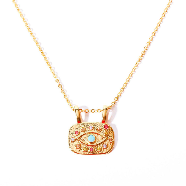 Olivenorma Evil Eye Copper Gold Plated Zircon Necklace - Color Zircon&Evil Eye - image 2