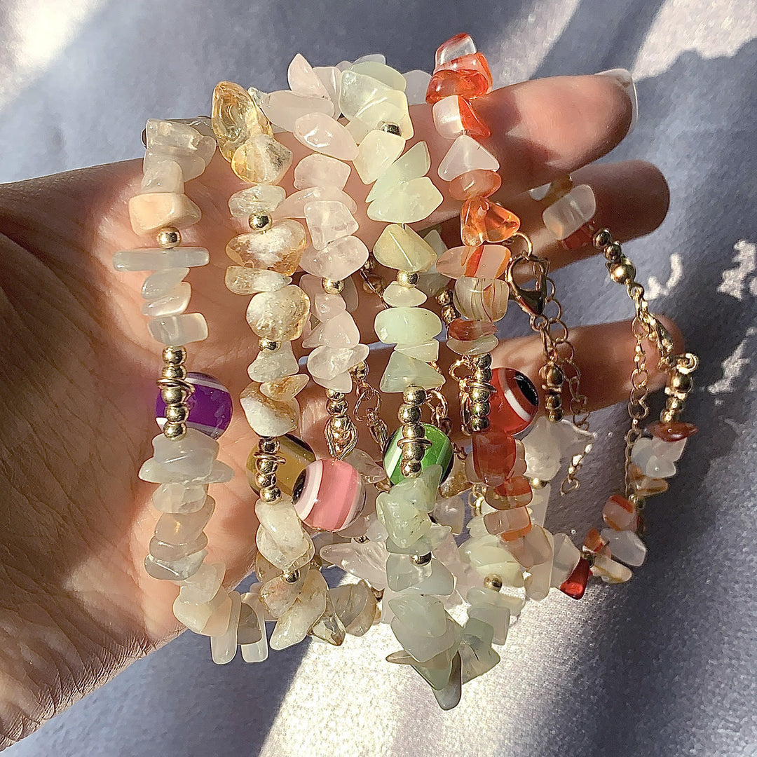 Olivenorma Natural Crystal Gravel Evil Eye Pendant Bracelet - image 34