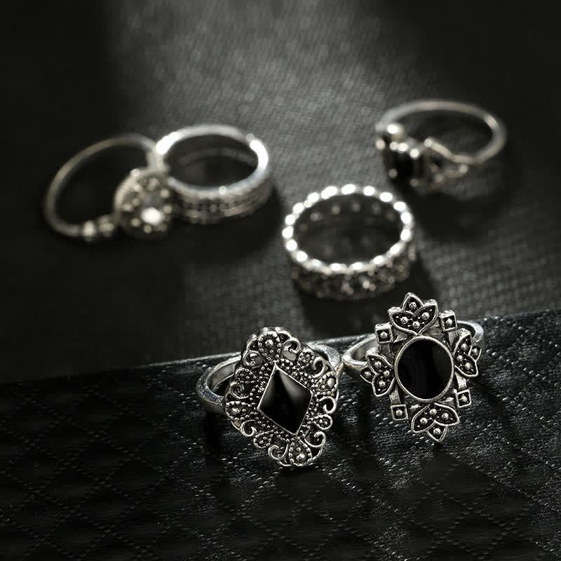 Olivenorma Vintage Obsidian 15 - Piece Ring Set - image 3