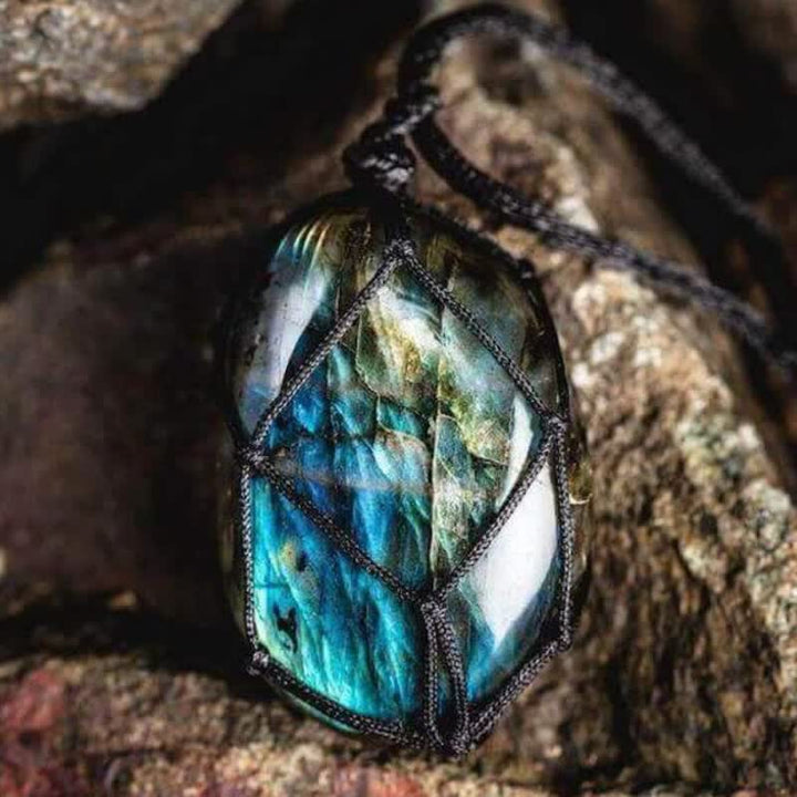 Olivenorma Wrapped Dragons Heart Natural Labradorite Stone Necklace - image 3