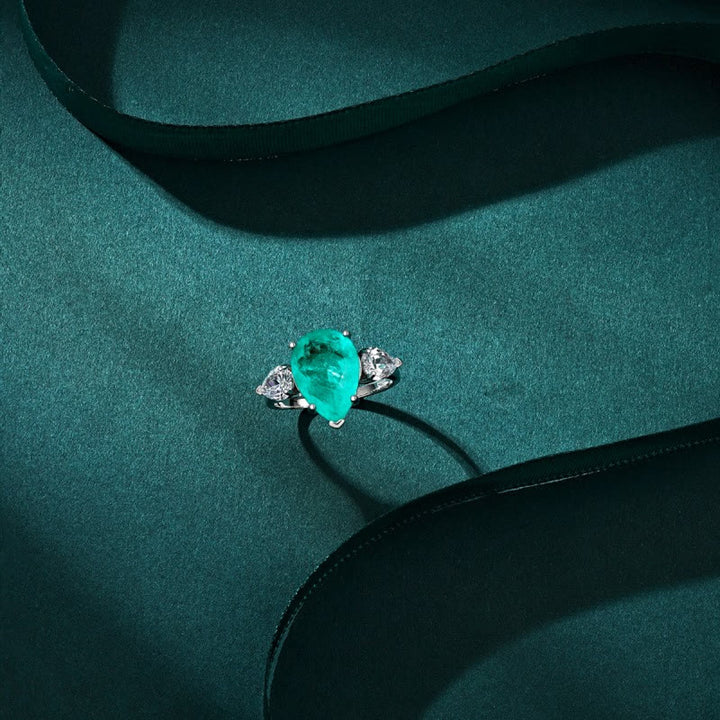 Olivenorma Paraiba Tourmaline White Zircon Exquisite Ring - image 8