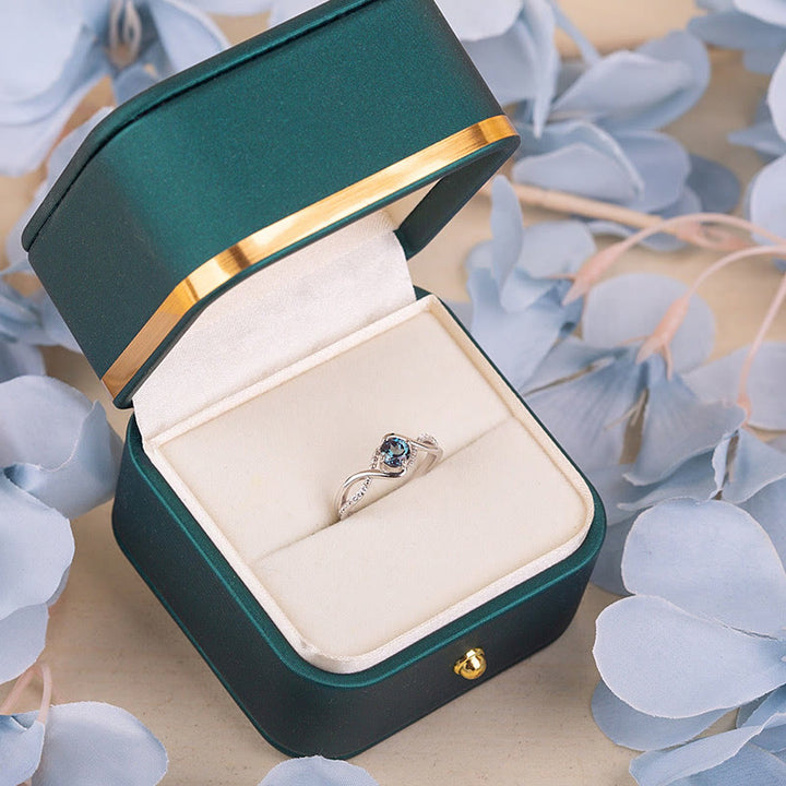 Olivenorma Wave Shaped Blue Alexandrite Engagement Ring - image 2