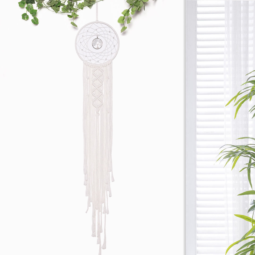 Olivenorma Woven Round Solar Tree of Life Crystal Dream Catcher - Clear Crystal - image 1