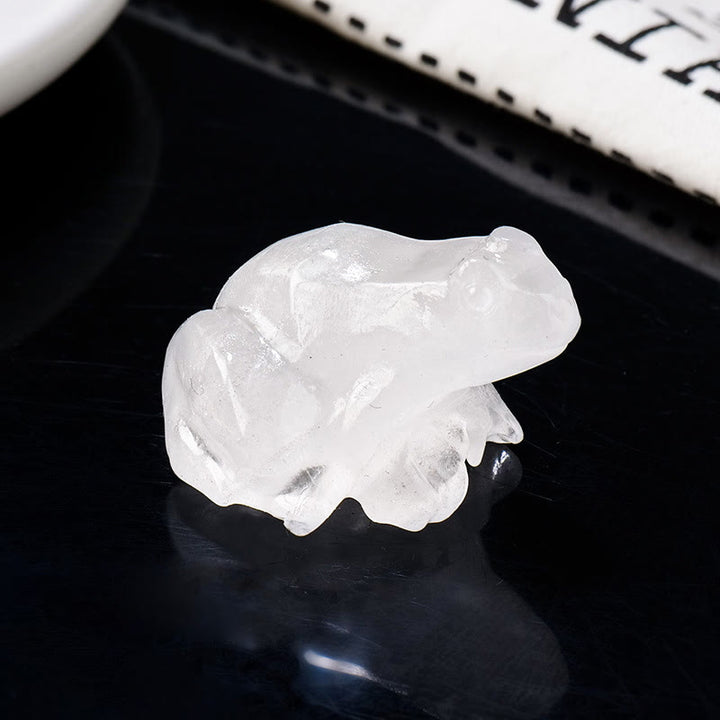 Olivenorma Natural Gemstone Carved Frog Statue Gemstone Decoration - Clear Crystal - image 3