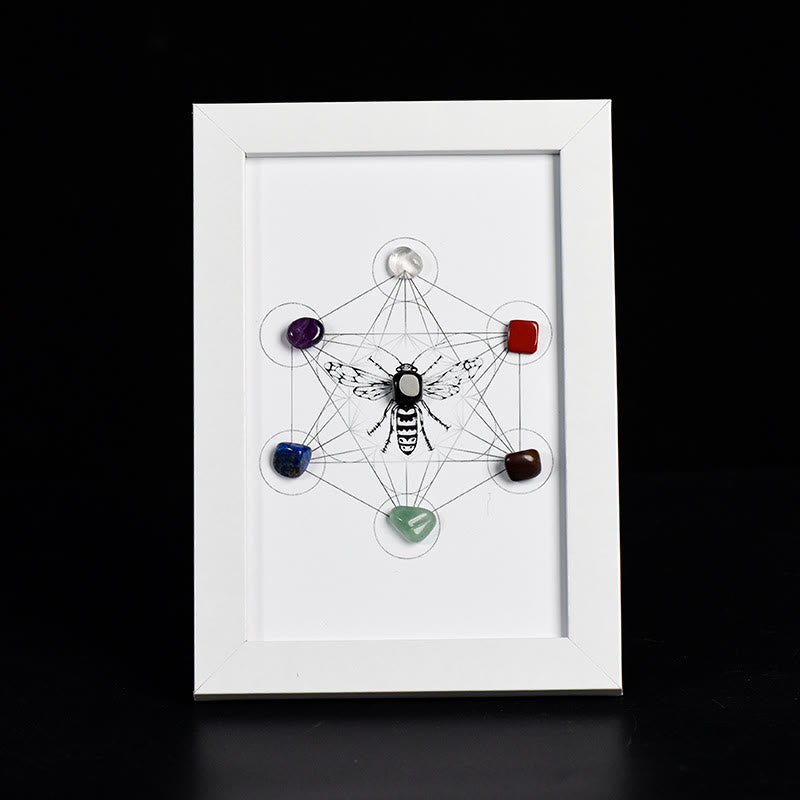 Olivenorma Metatron's Cube Symbol Chakra Stars Moon Photo Frame Decoration - Metatron's Cube Symbol&Chakra&Moth - White Photo Frame - image 6