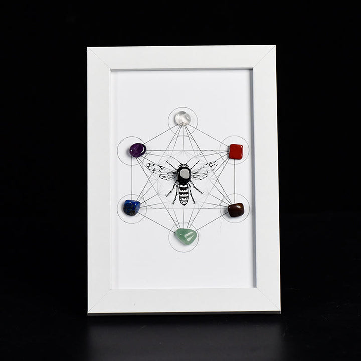 Olivenorma Metatron's Cube Symbol Chakra Stars Moon Photo Frame Decoration - Metatron's Cube Symbol&Chakra&Moth - White Photo Frame - image 6