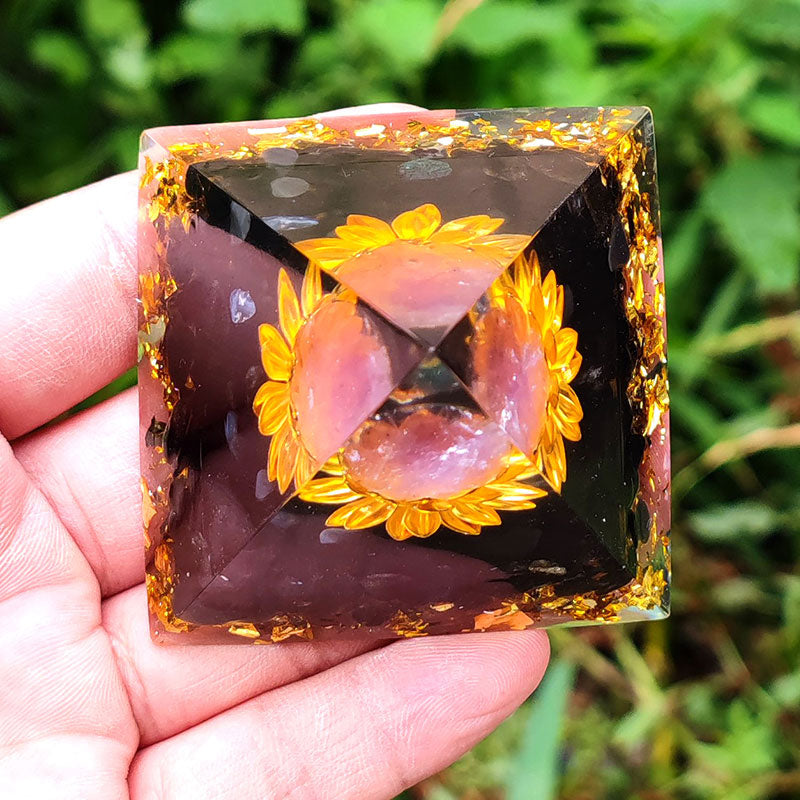 Olivenorma Black Tourmaline with Lepidolite Orgone Pyramid - image 3