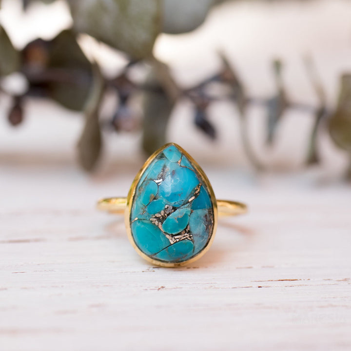 Olivenorma Copper Turquoise Tear Drop Ring - image 8
