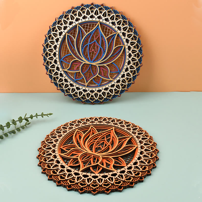 Olivenorma Lotus Mandala Wooden 3D Engraving Wall Decor - image 12