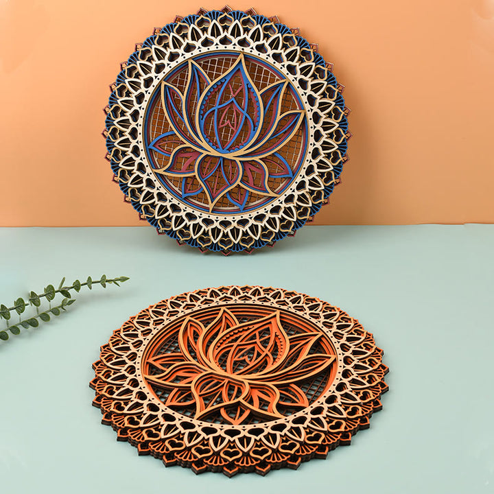 Olivenorma Lotus Mandala Wooden 3D Engraving Wall Decor - image 12