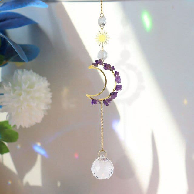 Olivenorma Moon Suncatcher Wall Hanging Wind Chime - Amethyst - image 1