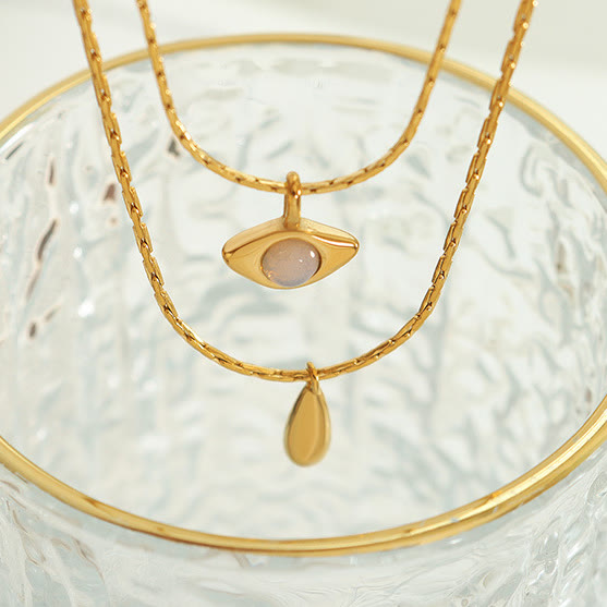 Olivenorma Opalite Evil Eye Pendant Double Layer Necklace - image 10