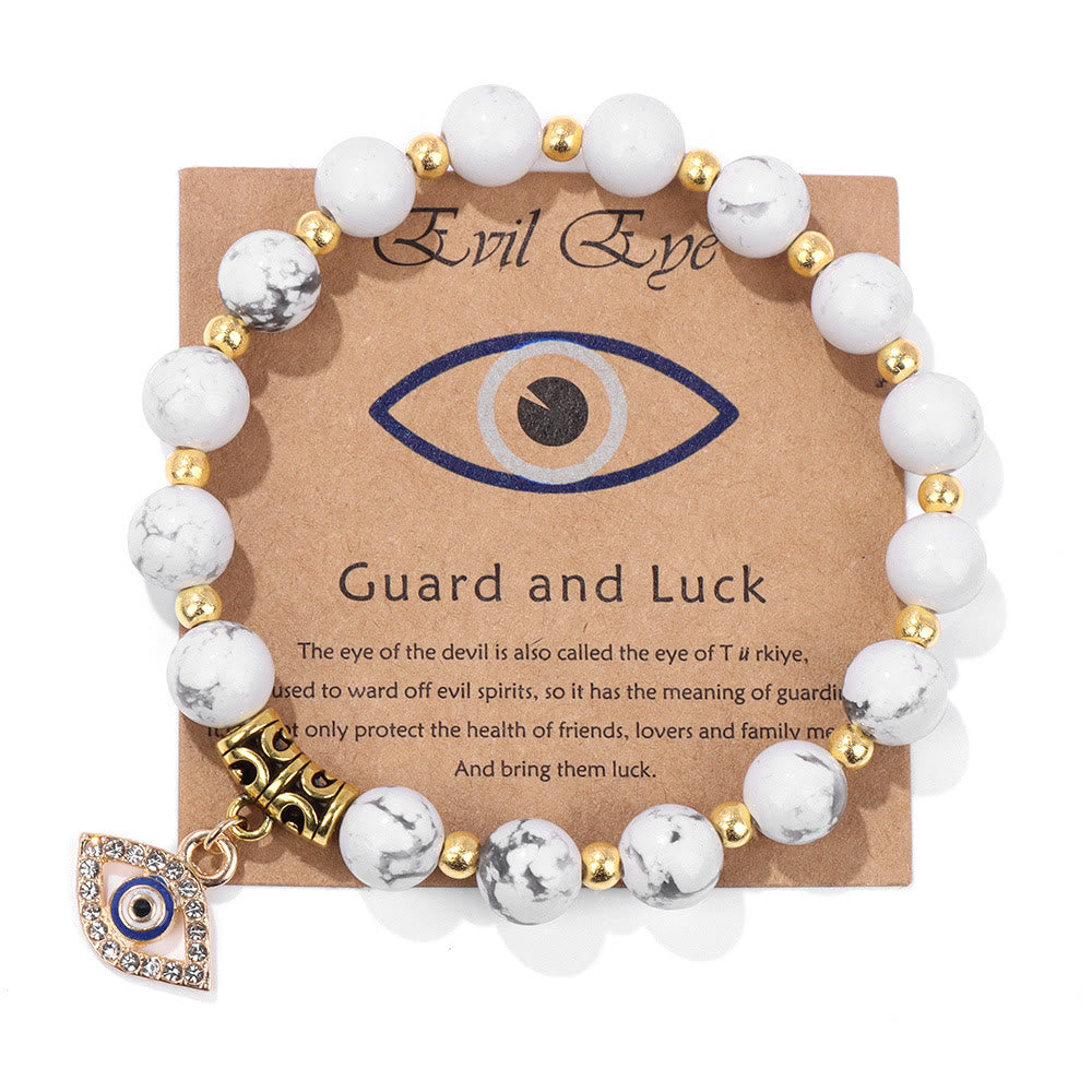 Olivenorma Natural Stone Bead Evil Eye Pendant Bracelet - Evil Eye&White Turquoise - image 32