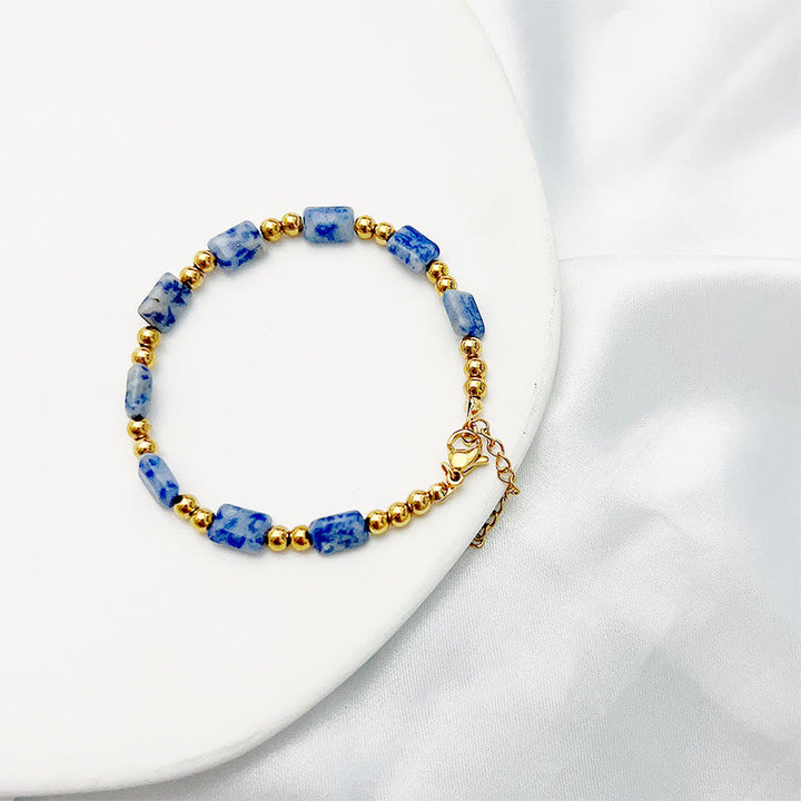 Olivenorma Bohemian Ethnic Stone Column Beaded Bracelet - Sodalite#2 - 22+5cm - image 10