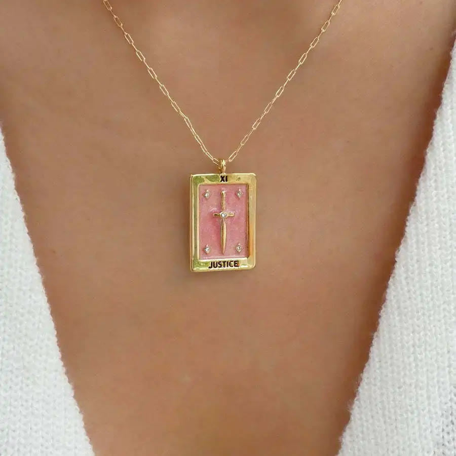 Olivenorma Vintage Tarot Card Square Pendant Titanium Steel Necklace - image 2