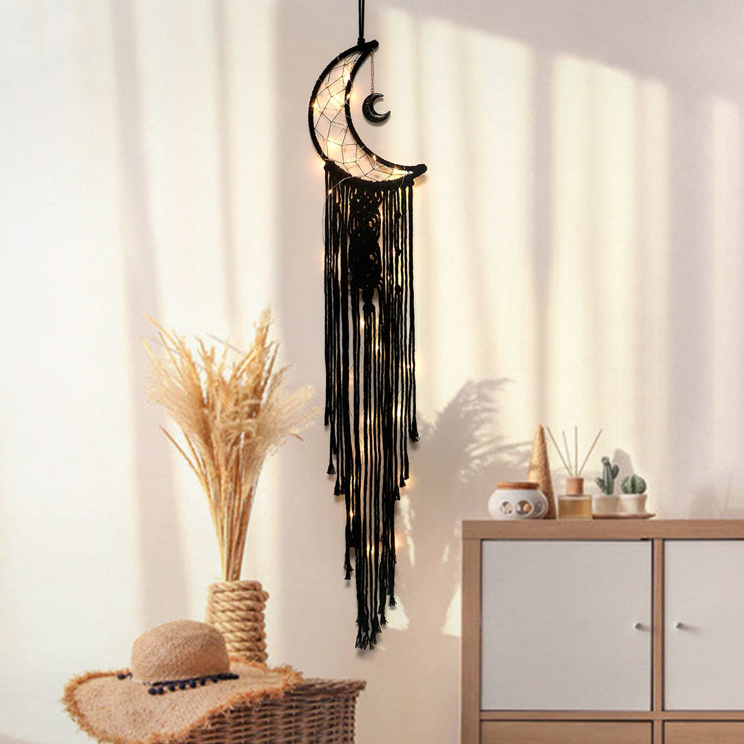 Olivenorma Black Onyx Moon Macrame Tassel Dream Catcher - image 8