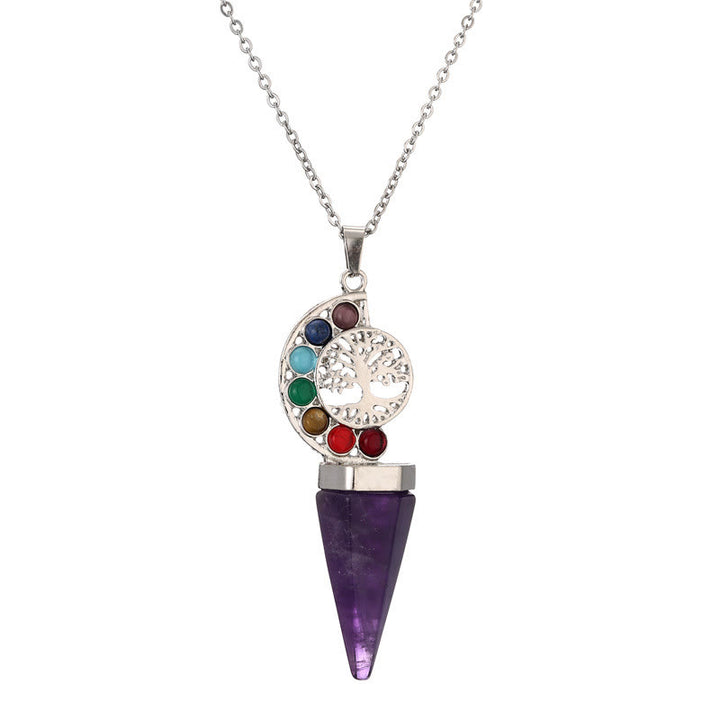 Olivenorma Hexacone Crystal Chakra Tree of Life Pendant Necklace - Chakra&Amethyst - image 7