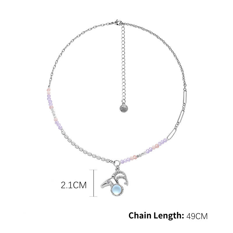 Olivenorma Moonstone Zodiac Pendant Alloy Necklace - Aries - image 20