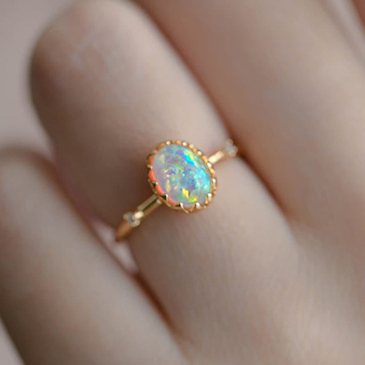 Olivenorma Retro Gold Opal Adjustable Ring - image 0