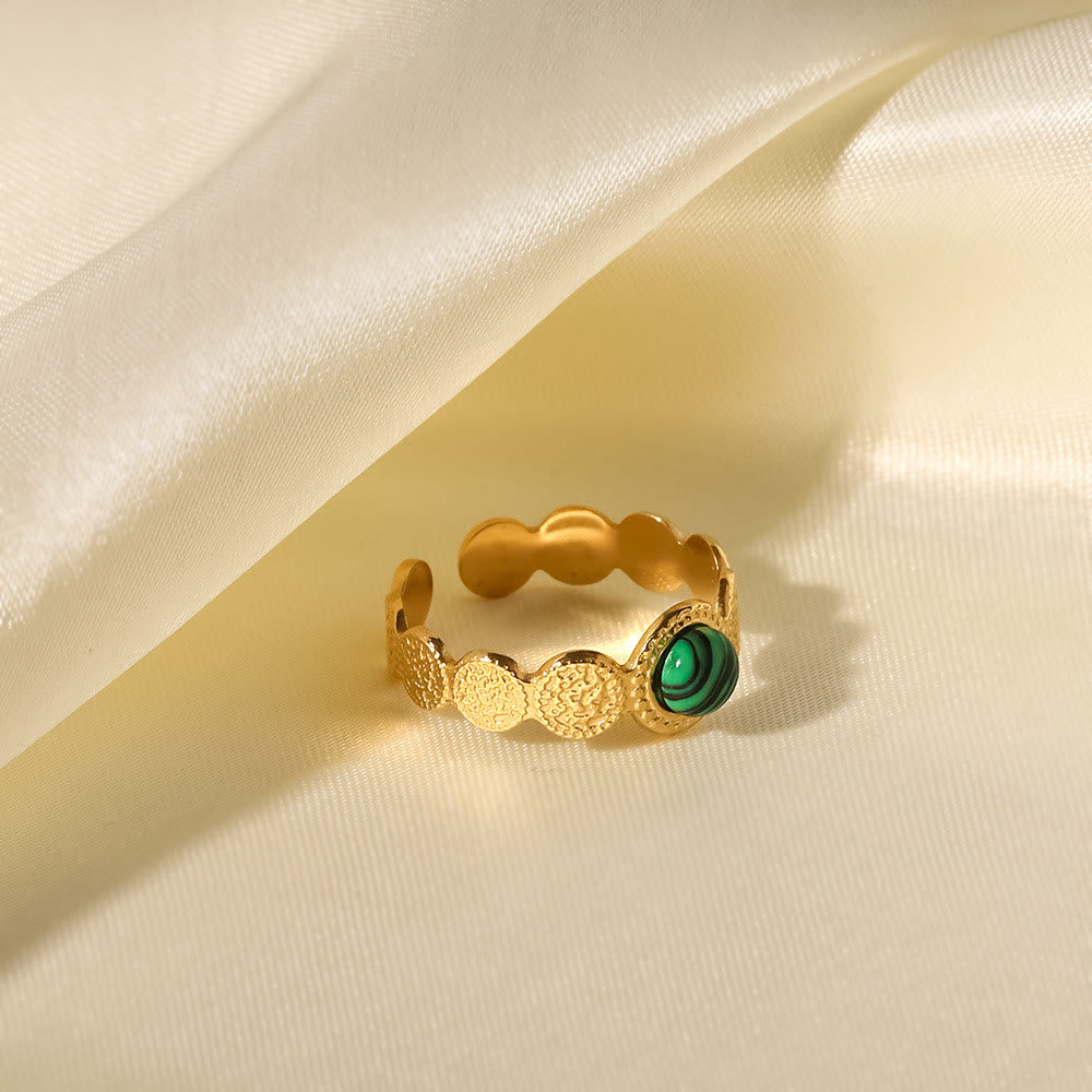 Olivenorma Gold Green Natural Malachite Open Ring Set - image 3
