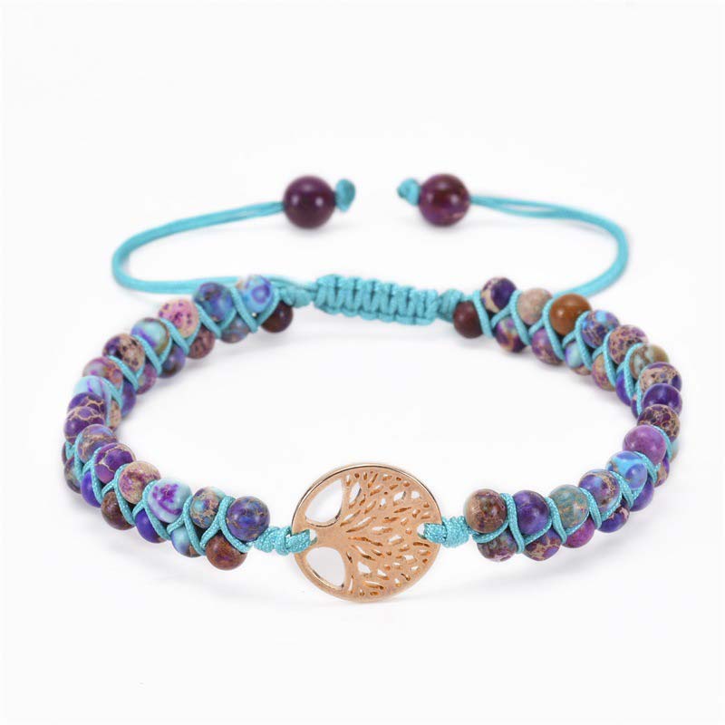 Olivenorma Tree of Life Natural Crystal Double Braided Bracelet - Charoite - image 10