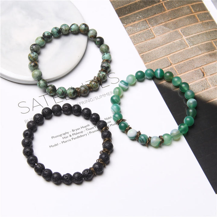 Olivenorma Polished Natural Stone 8mm Bead Stretch Yoga Bracelet - image 0