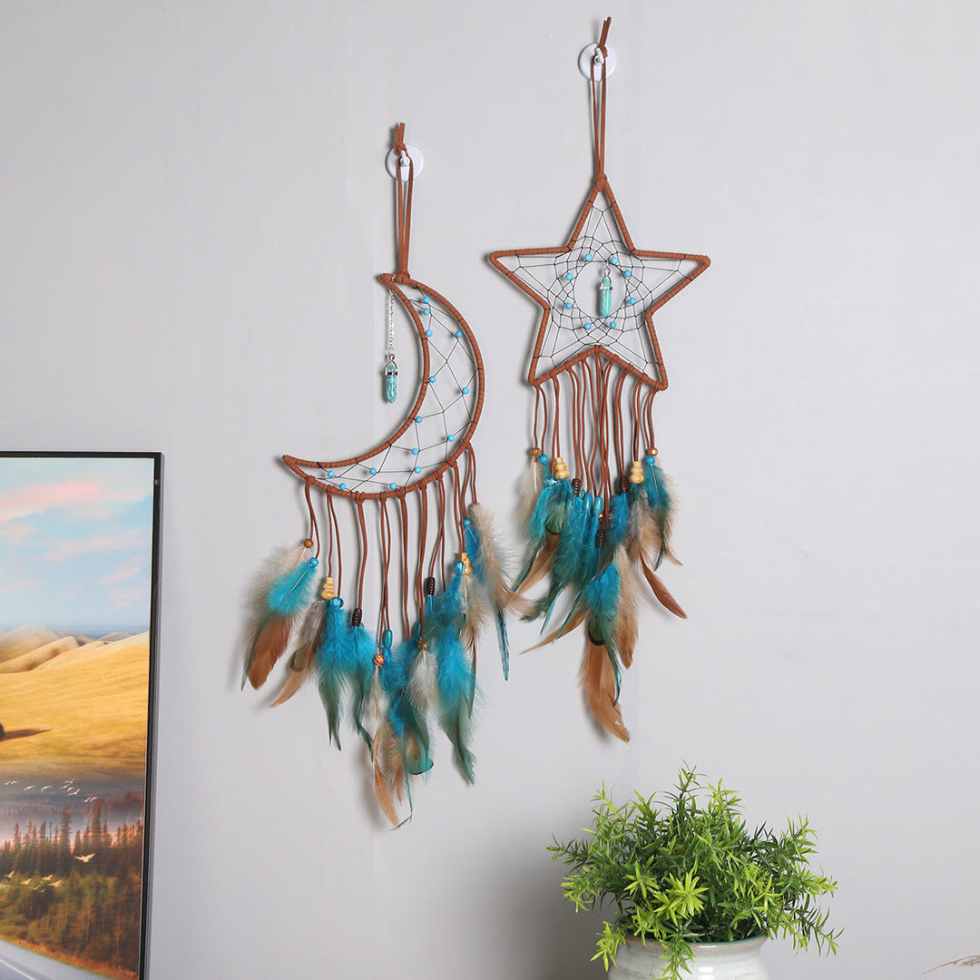 Olivenorma Turquoise Pendant Blue Brown Feather Dream Catcher - image 5