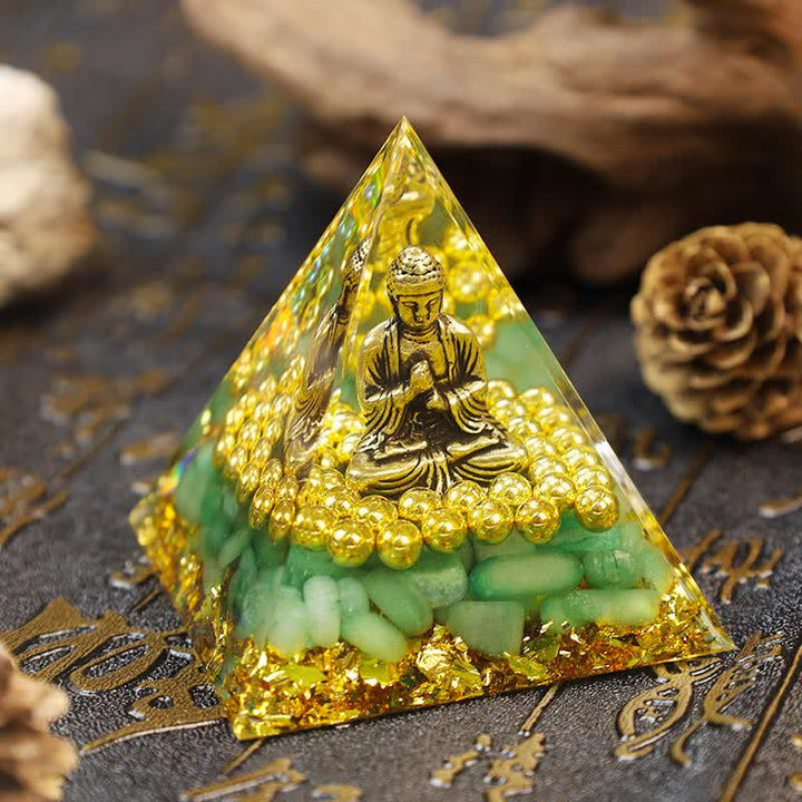 Olivenorma Green Aventurine With Buddha Orgone Pyramid - 1.97''*1.97''(5cm X 5cm) - YES PLEASE $8 - image 0