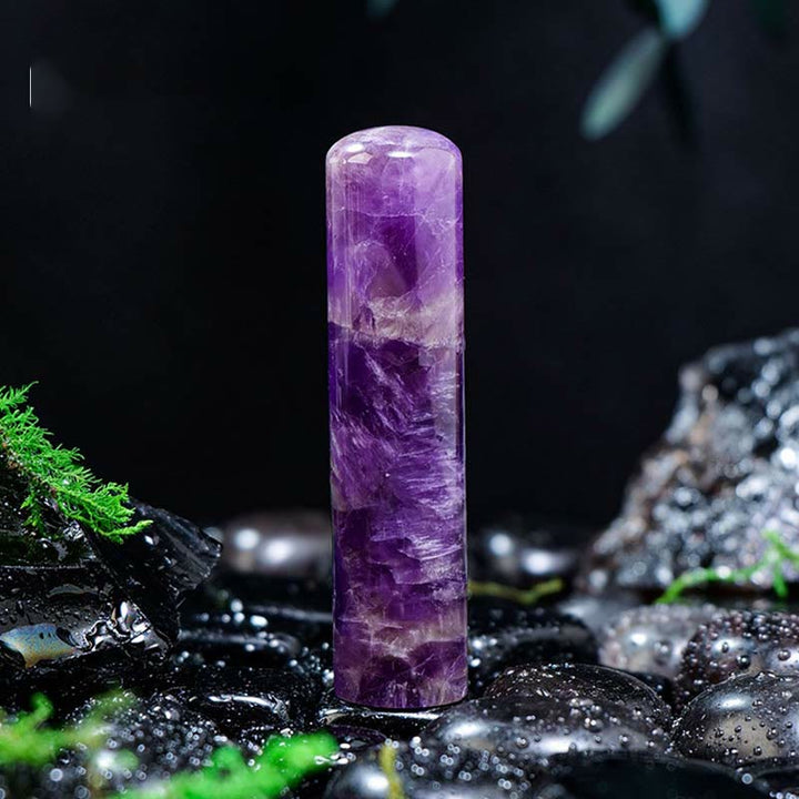 Olivenorma Natural Chakra Crystal Cylinder Ornament Gemstone Decoration - Amethyst - image 1