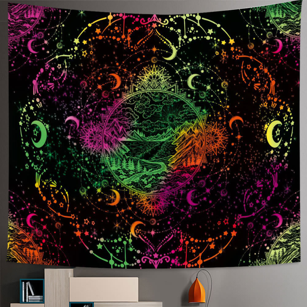 Olivenorma Seven Chakra Tree Of Life Boho Mandala Tapestry - Brushed Fabric - Moon Stars#2 - 98.42"*70.86"(250*180cm) - image 6